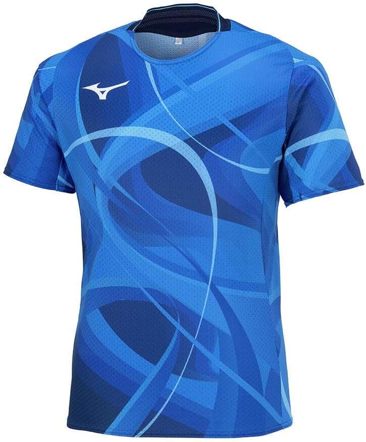 

Тренировочная футболка Mizuno Dry Aeroflow, с коротким рукавом, с индивидуальным рисунком MUGEN, быстросохнущая, дышащая, 32MAB501, синий