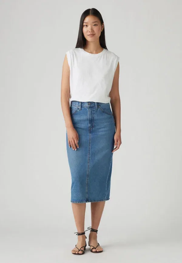 Юбка джинсовая Levi'S Hr back slit skirt denim skirt, цвет луговые игры — фото 2
