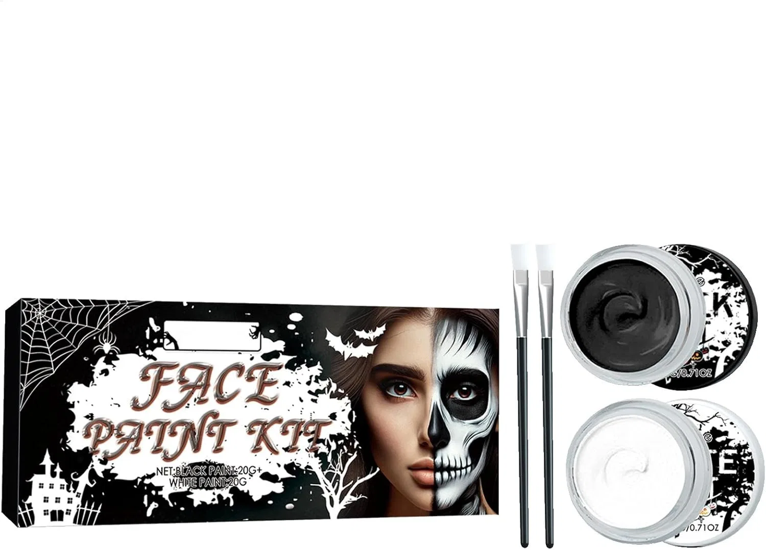 Краска для лица и тела Black White Face Paint, Generic, 0.09 кг, черный/белый