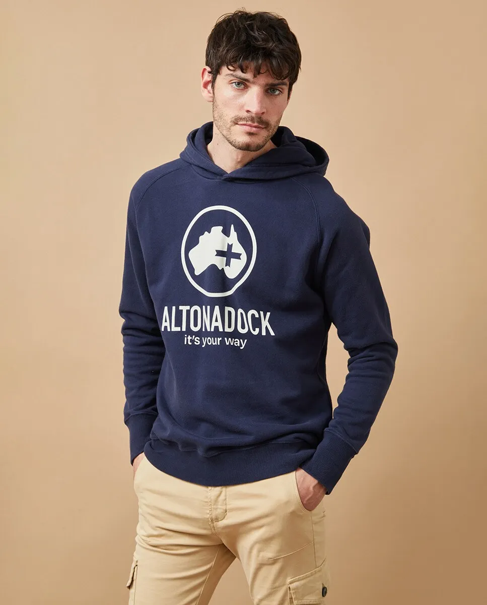 

Мужская толстовка с принтом на капюшоне спереди Altonadock, темно-синий