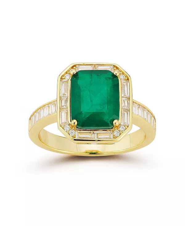 

Коктейльное кольцо из стерлингового серебра с изумрудной огранкой, покрытое золотом 14 карат Rachel Zoe, gold