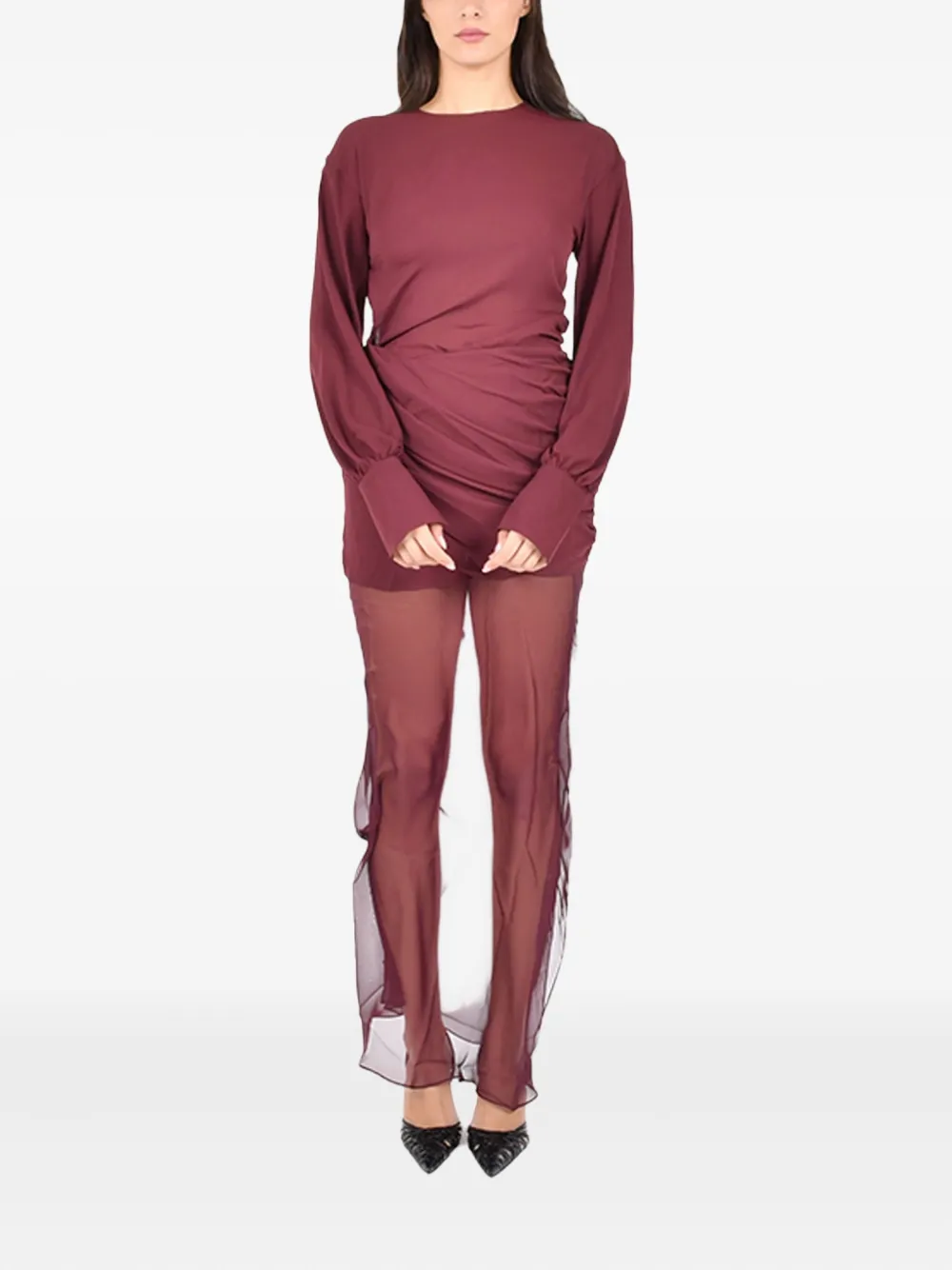 

Макси-платье Davina с драпировкой и длинными рукавами Nensi Dojaka, красный