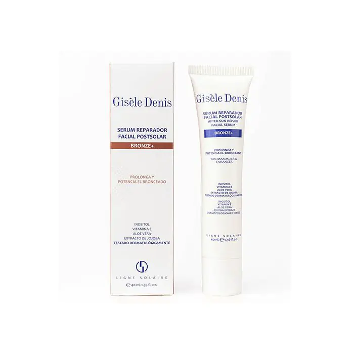 

Средство после загара aftersun serum reparador facial postsolar bronze+ Gisele Denis, объем 40 мл