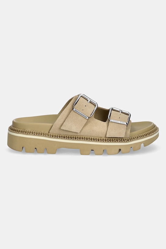 Замшевые шлепанцы Double strap sandal suede Tommy Jeans, бежевый — фото 2