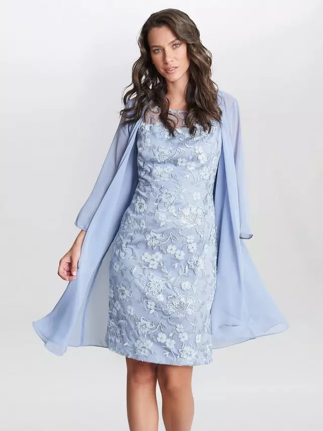 

Платье Gina Bacconi Hayley Embroidered with Chiffon Jacket, цвет light/blue