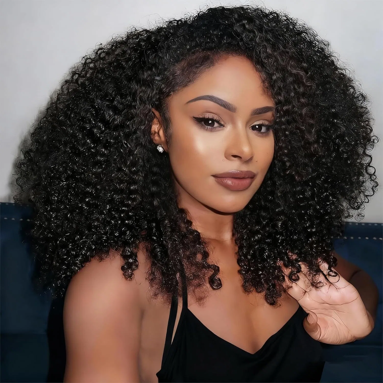 Женский парик из натуральных волос «Kinky Curly Half Wig» 3-в-1 Nicmiss, Kinky Curly Half Wig-1B