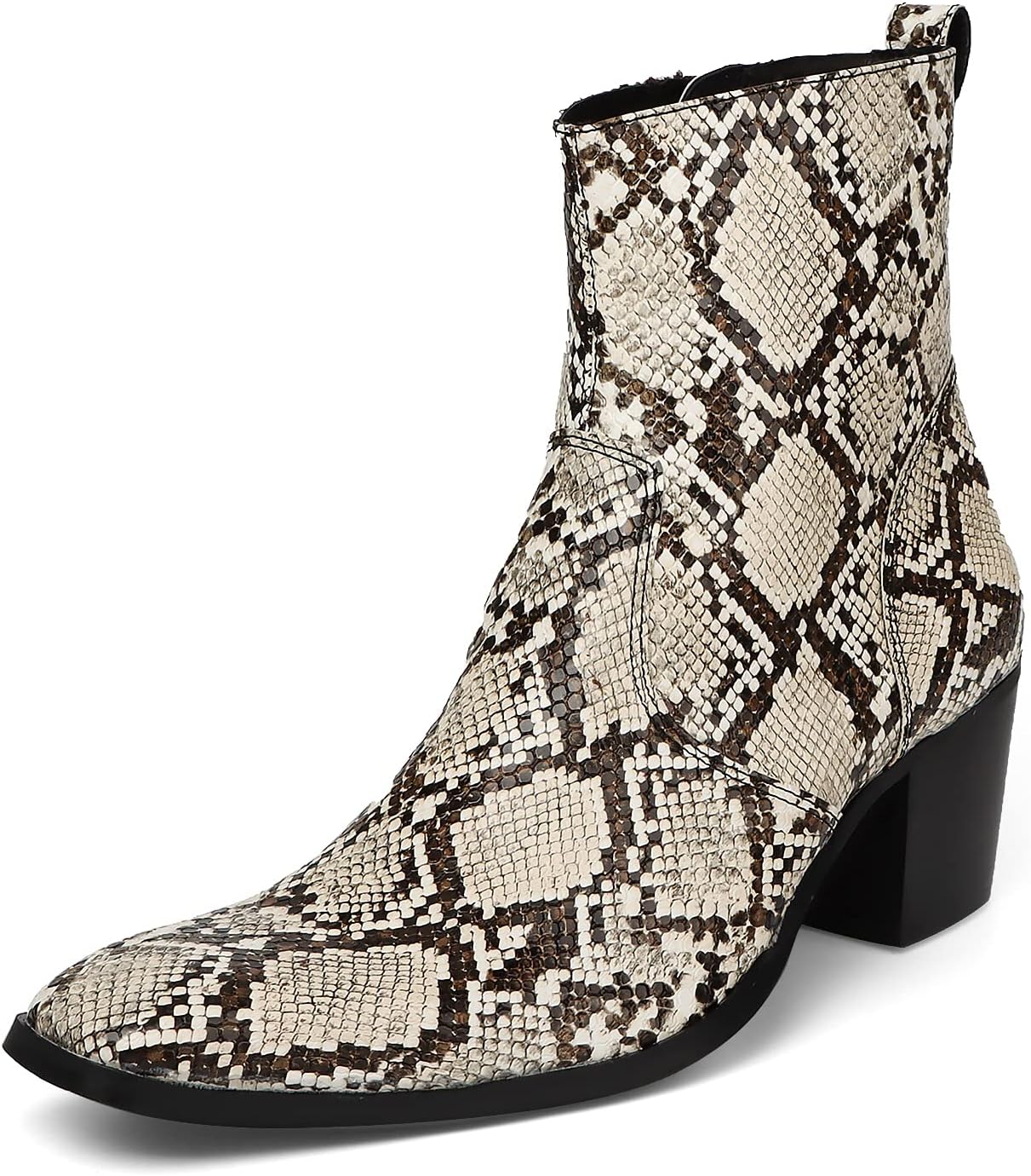 

Мужские ботинки Rui Landed с щиколоткой для улицы, премиальная натуральная кожа, на молнии внутри, квадратный носок, имитация кожи крокодила/змеи, высокий каблук, бежевый