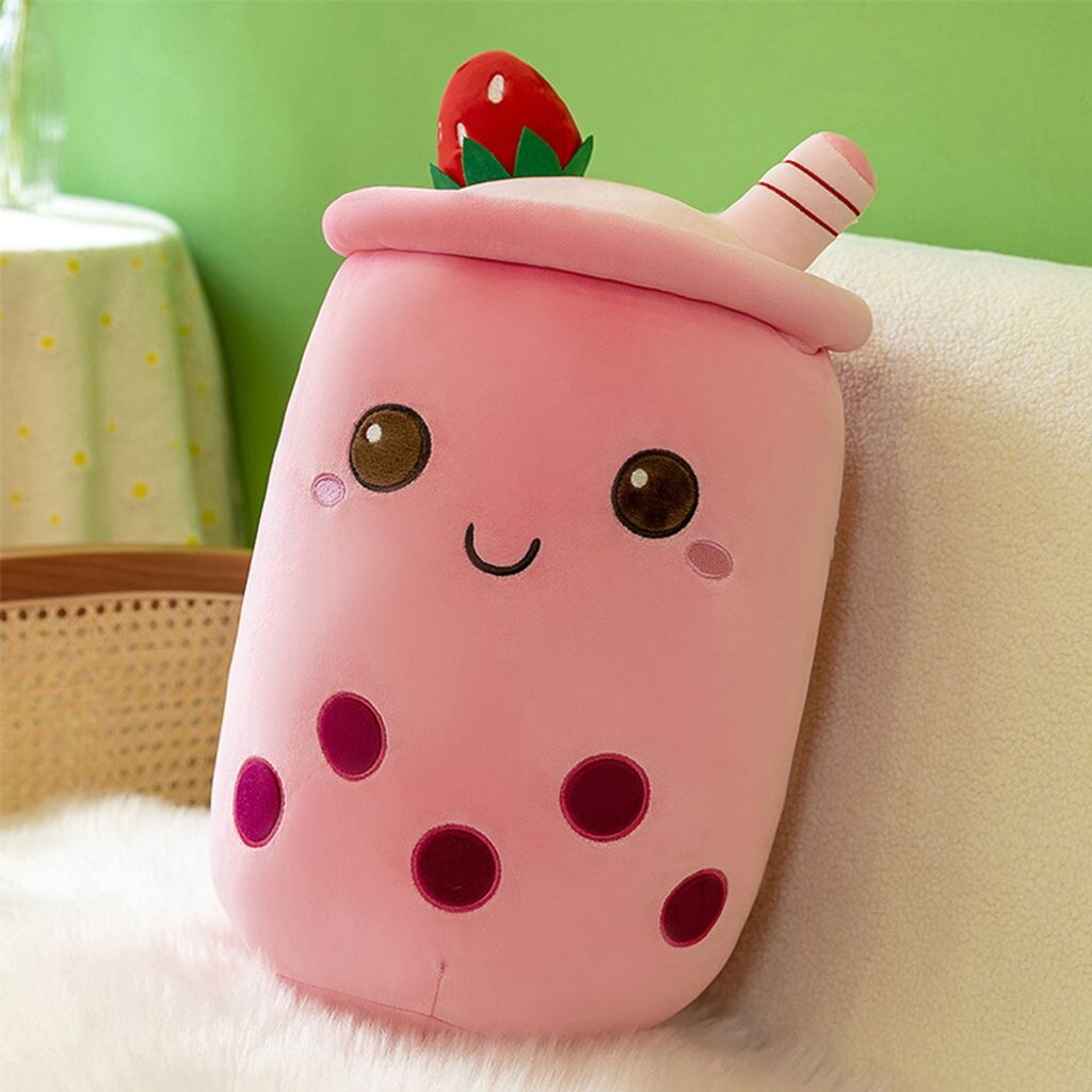 

360Home Bubble Tea Бусины Подушка для чая с молоком Плюшевая игрушка Подушка красная 35 см