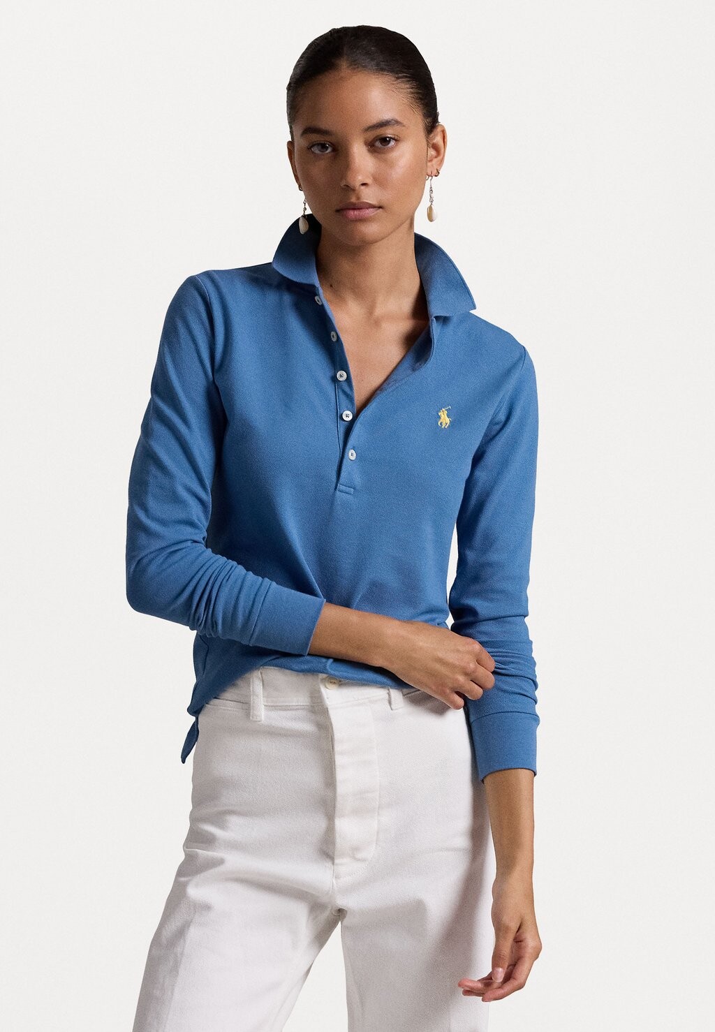 

Рубашка с длинным рукавом SLIM FIT STRETCH POLO SHIRT Ralph Lauren, синий
