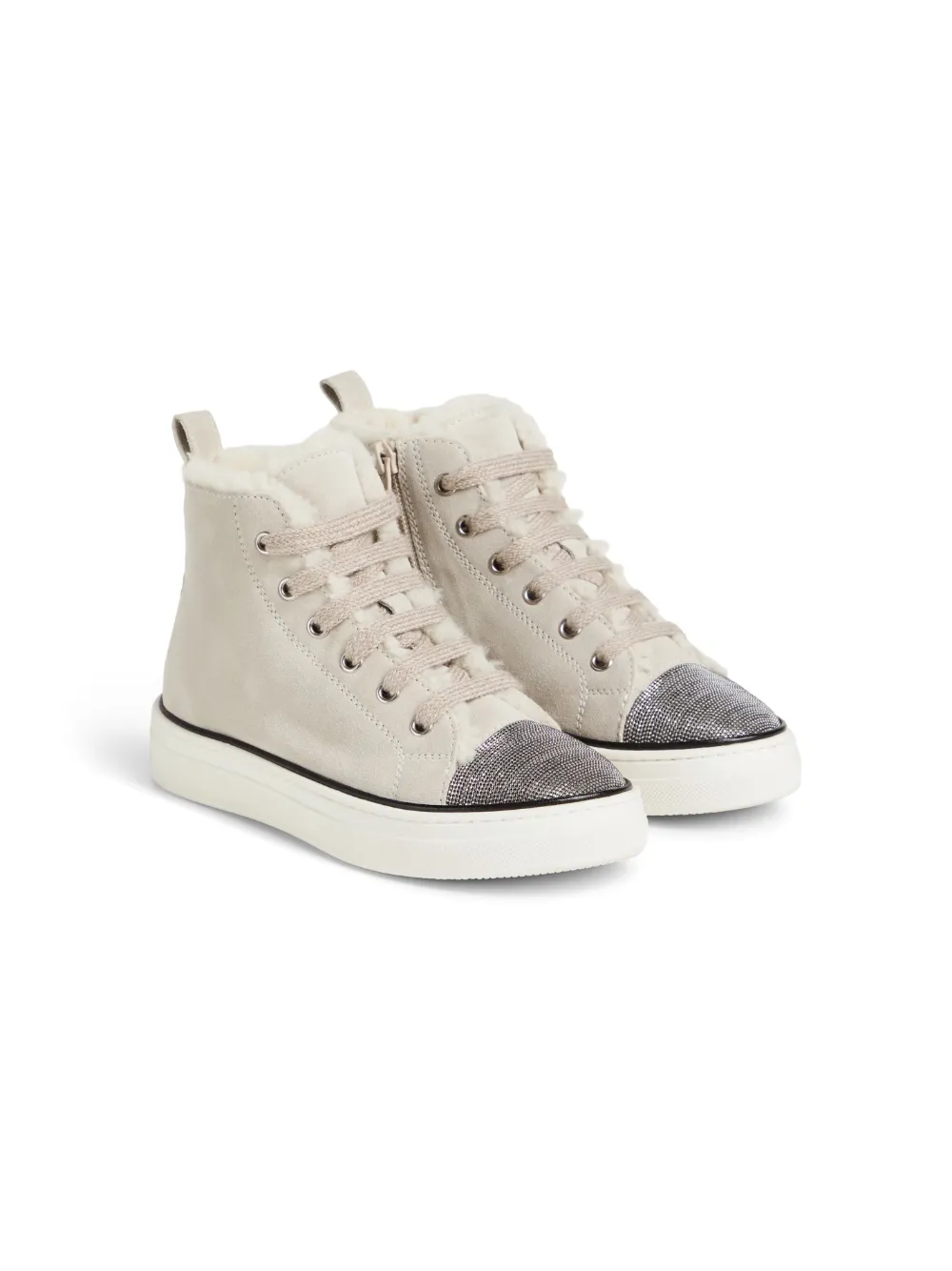 Ботинки на шнуровке Brunello Cucinelli Kids, серый