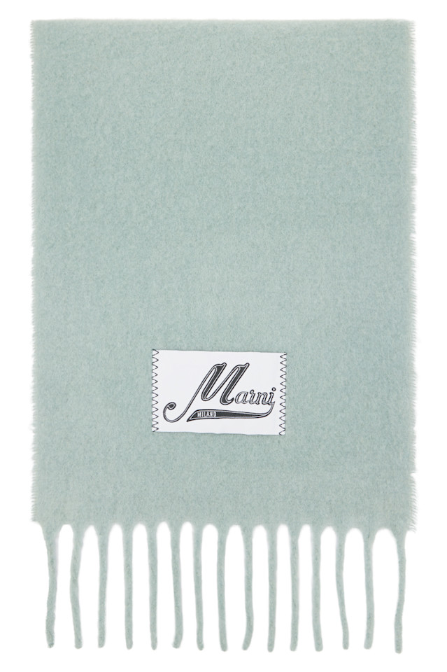 

Шарф с логотипом из щипаного альпака Marni, цвет linden