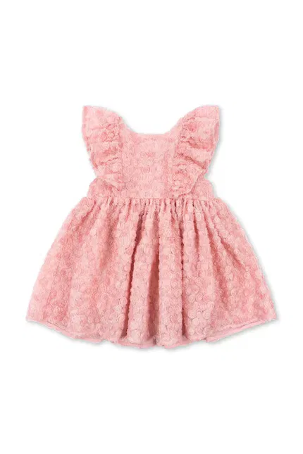 Платье мини с цветочными аппликациями Ally Flower Dress Konges Sløjd, розовый — фото 2