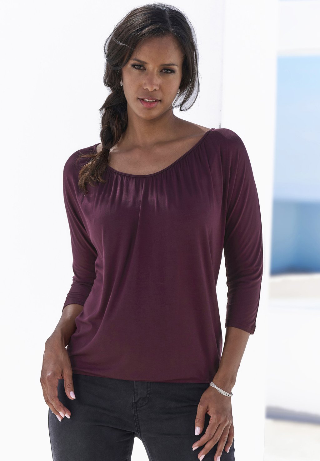 

Футболка с длинным рукавом 3/4 ARM LASCANA, цвет Aubergine