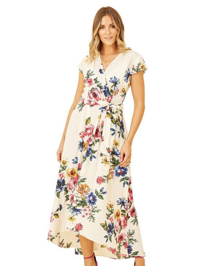 

Платье с цветочным принтом и асимметричным подолом Yumi, Ivory