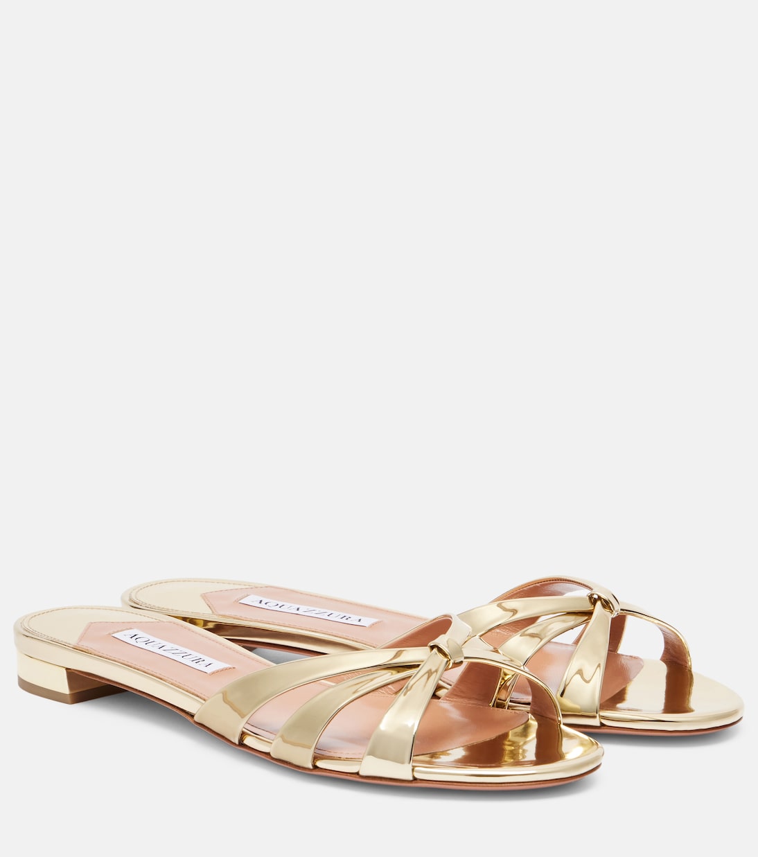 Тати сандалии из искусственной кожи с зеркальным эффектом Aquazzura, Soft Gold