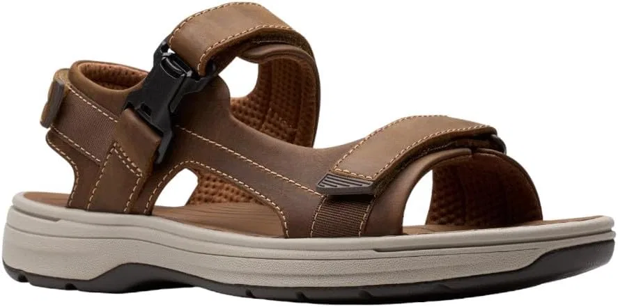 Сандалии для мужчин, кожаные, Clarks, светло-коричневая кожа