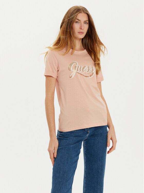 

Футболка стандартного кроя Guess, розовый