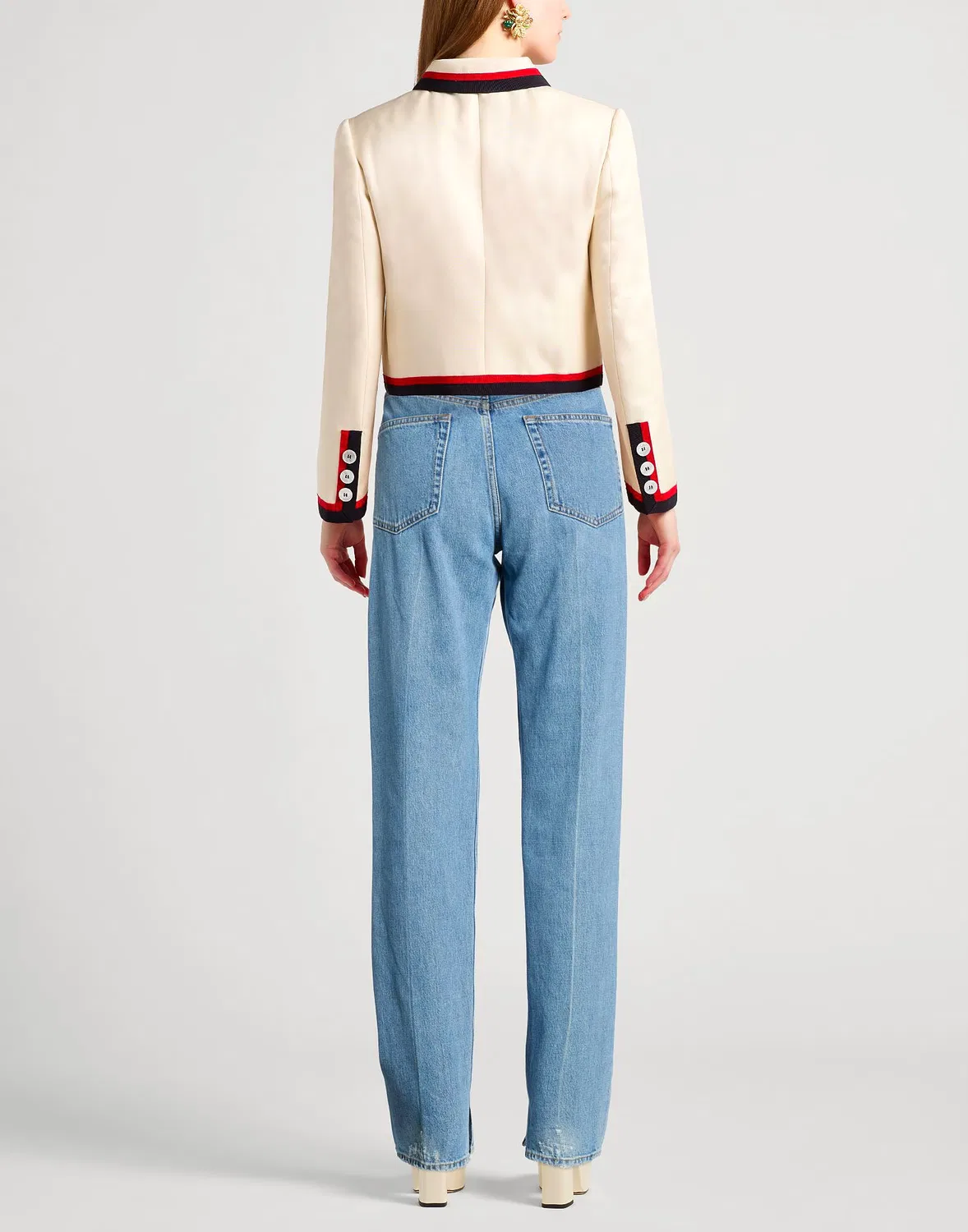 Джинсы прямые Gucci классические, высокая посадка, синий — фото 3