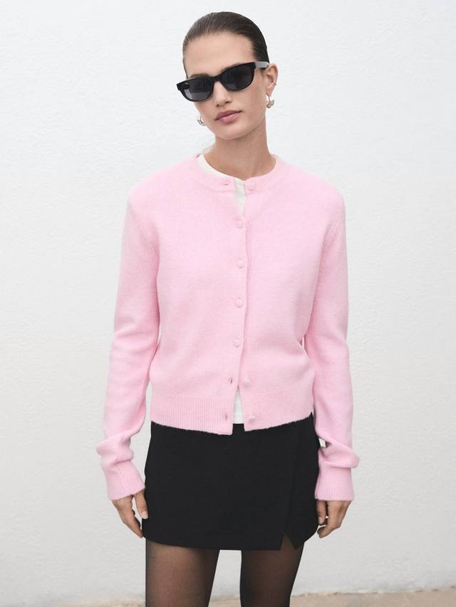 

Свитер кардиган с круглым вырезом от Seedsun Mango, Pink