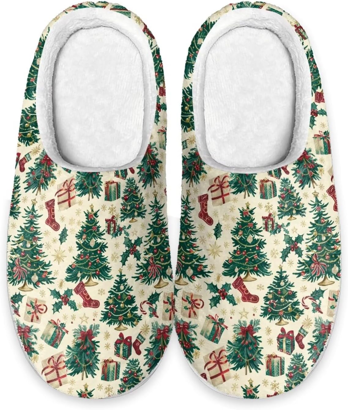 

Мужские и женские нескользящие тапочки, теплые мягкие уютные тапочки из фланели, домашняя обувь для спальни и улицы, размеры 2-12 Zcfygdx, Christmas Tree Sock Gift Print