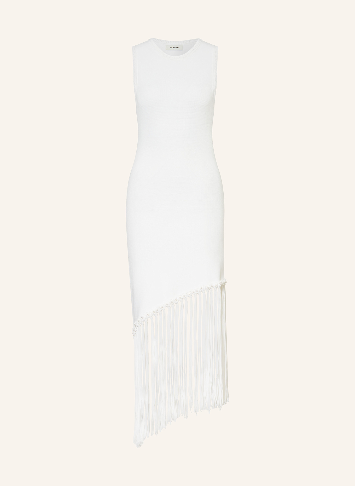 

Вязаное платье с декоративными бусинами Sandro, белый