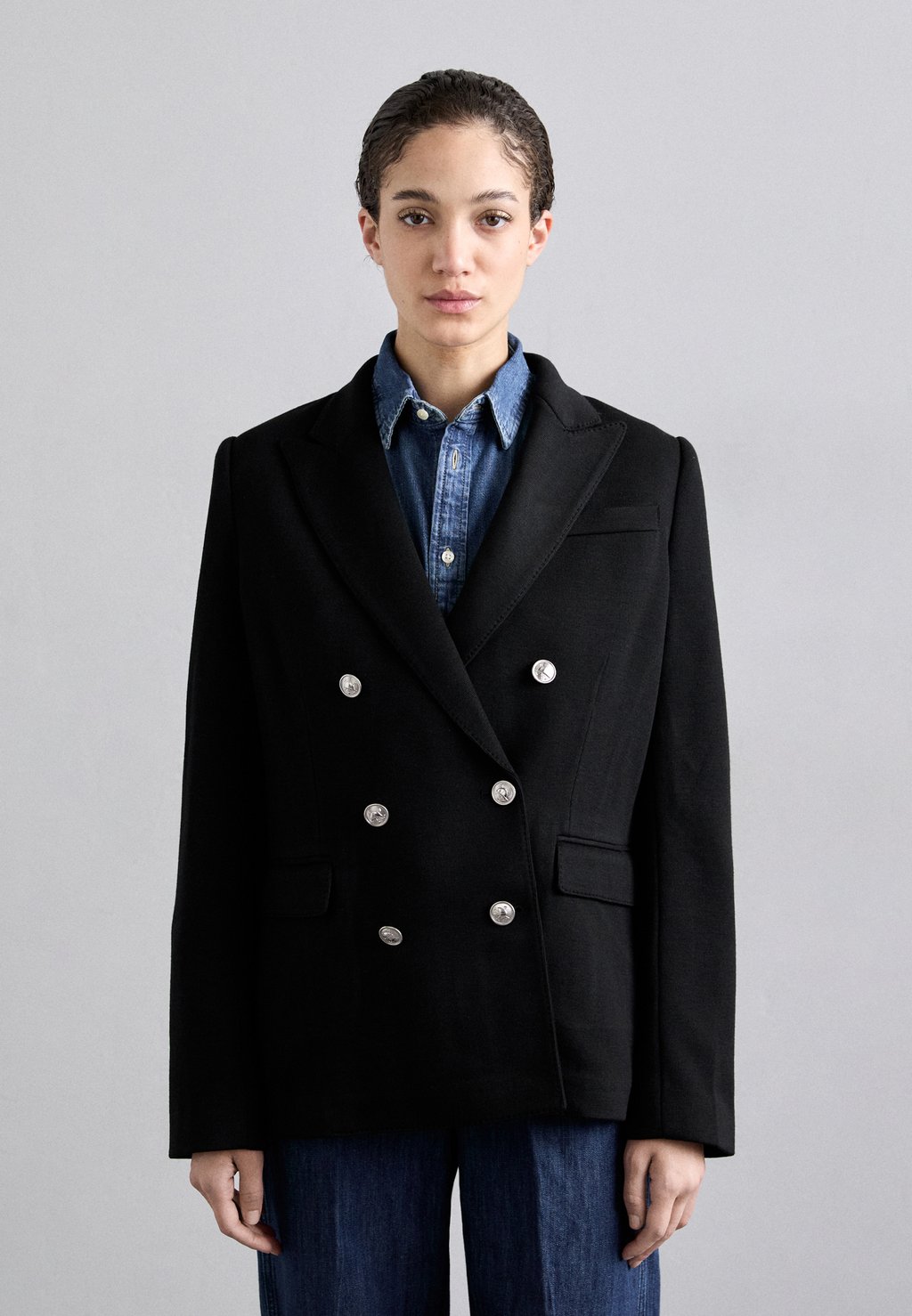 

Блейзер DOUBLE BREASTED KNIT BLAZER Polo Ralph Lauren, темно-синий