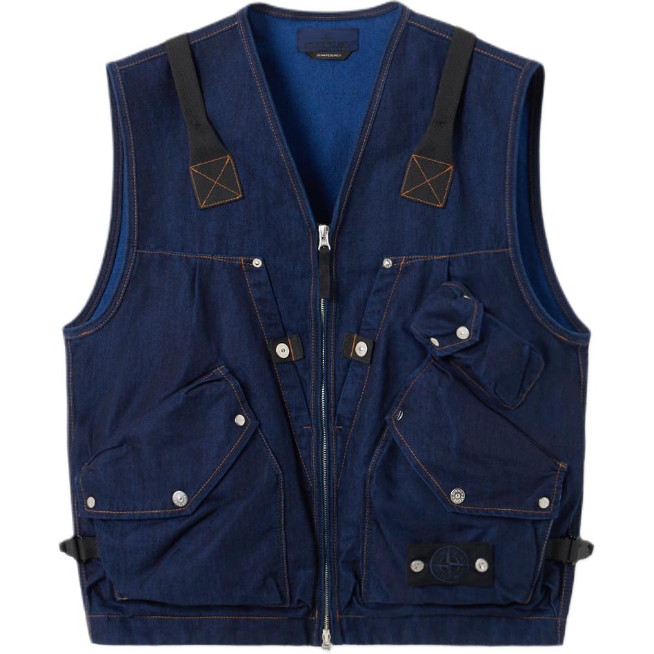 

Джинсовая жилетка с несколькими карманами STONE ISLAND, синий