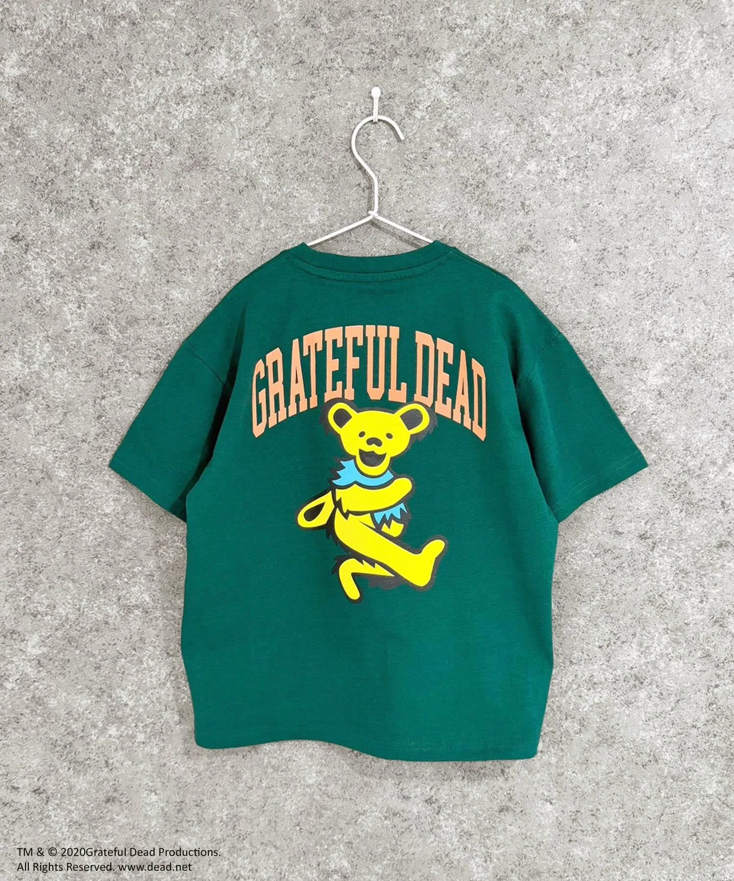 Детская футболка Grateful Dead с принтом Dancing Bear тёмно-зелёная