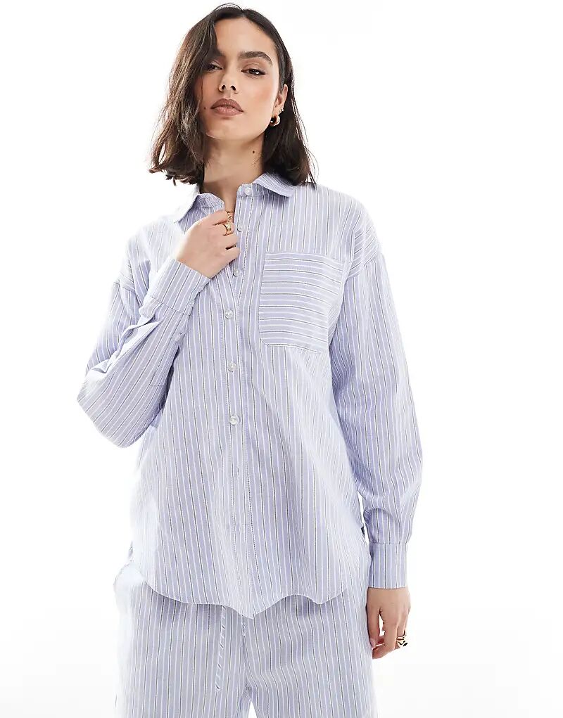 

Футболка Brave Soul Co-ord в сине-белую полоску