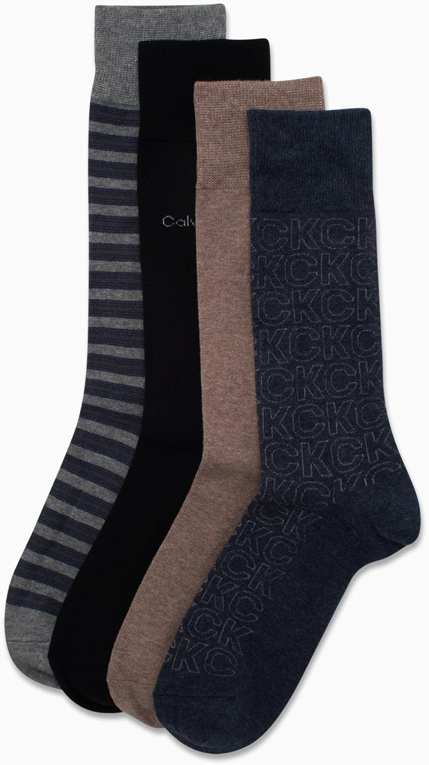 Мужские носки Calvin Klein Crew Socks - 4 пары, легкие, влагоотводящие, мягкие, спортивные носки для мужчин, для занятий спортом и бега, Dark Denim Multi — фото 4