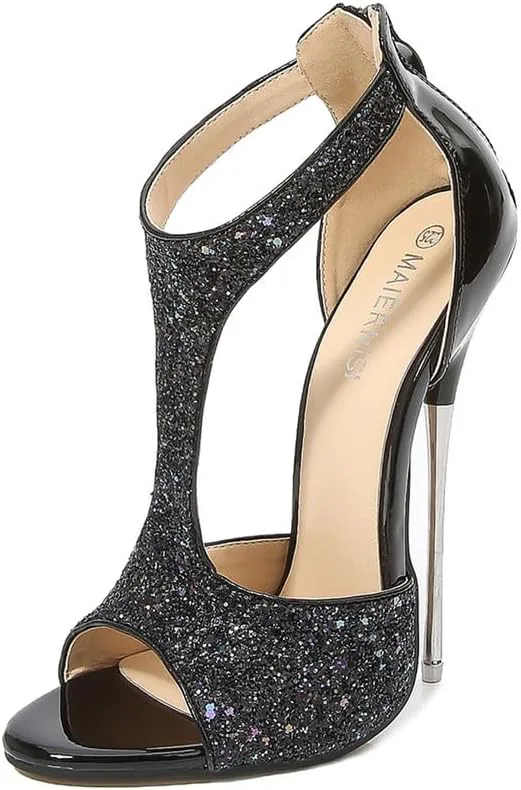 

F&A LOVING Унисекс мужские сандалии Фетиш на каблуках Кроссдрессер на каблуках драг-квин, черный