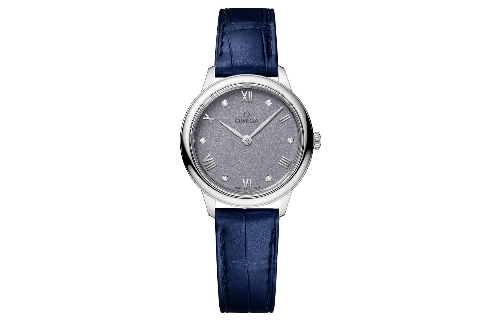 

OMEGA Часы Elegant Saucer Series Quartz Movement Women's Watch 27.5mm Purple Watch Dial Stainless Steel Case