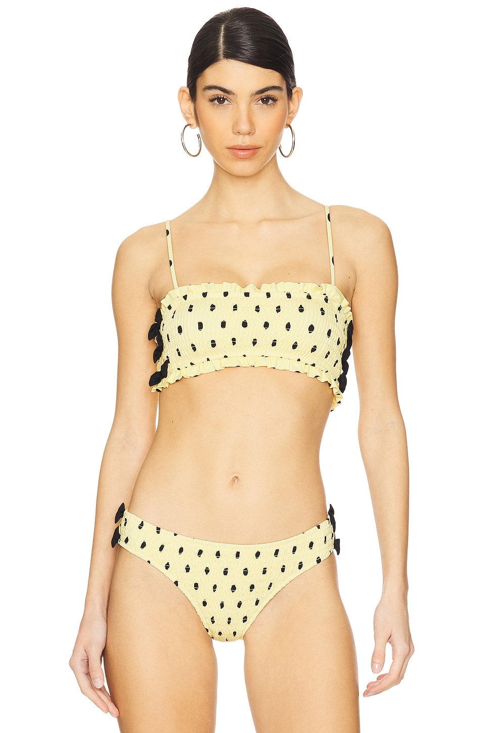 

Топ бикини Jezebel с рюшами и бантом Damson Madder, butter spot
