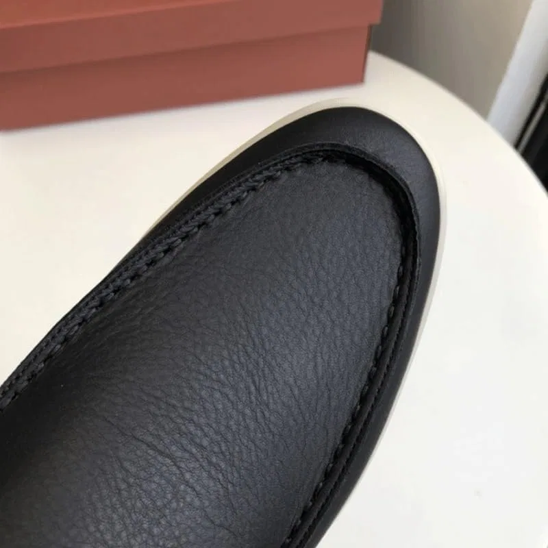 Лоферы кожаные, ручной работы, Zero Drop, Slip On, черный DHFIRUFSHLO — фото 2