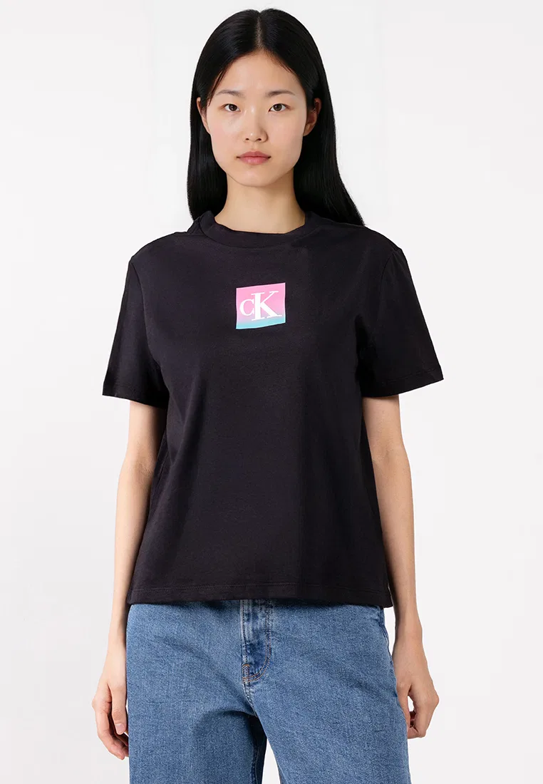 Футболка с монограммой, классическая, белая Calvin Klein