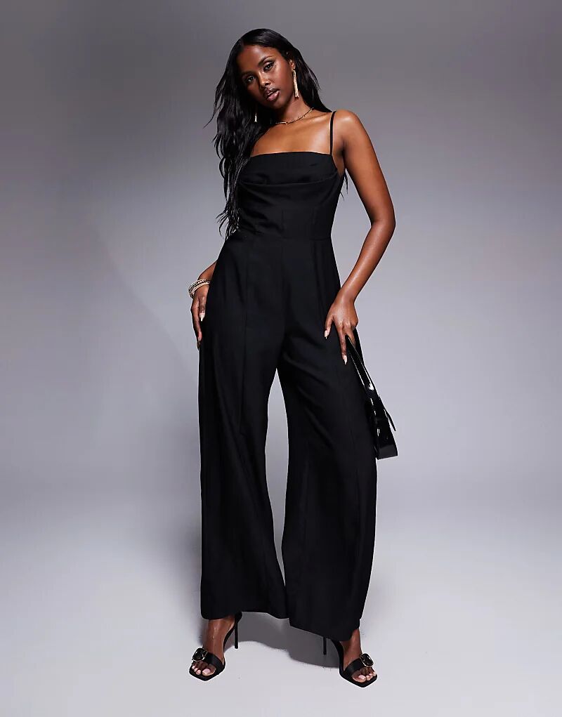 

Структурированный комбинезон с корсетом ASOS DESIGN черного цвета