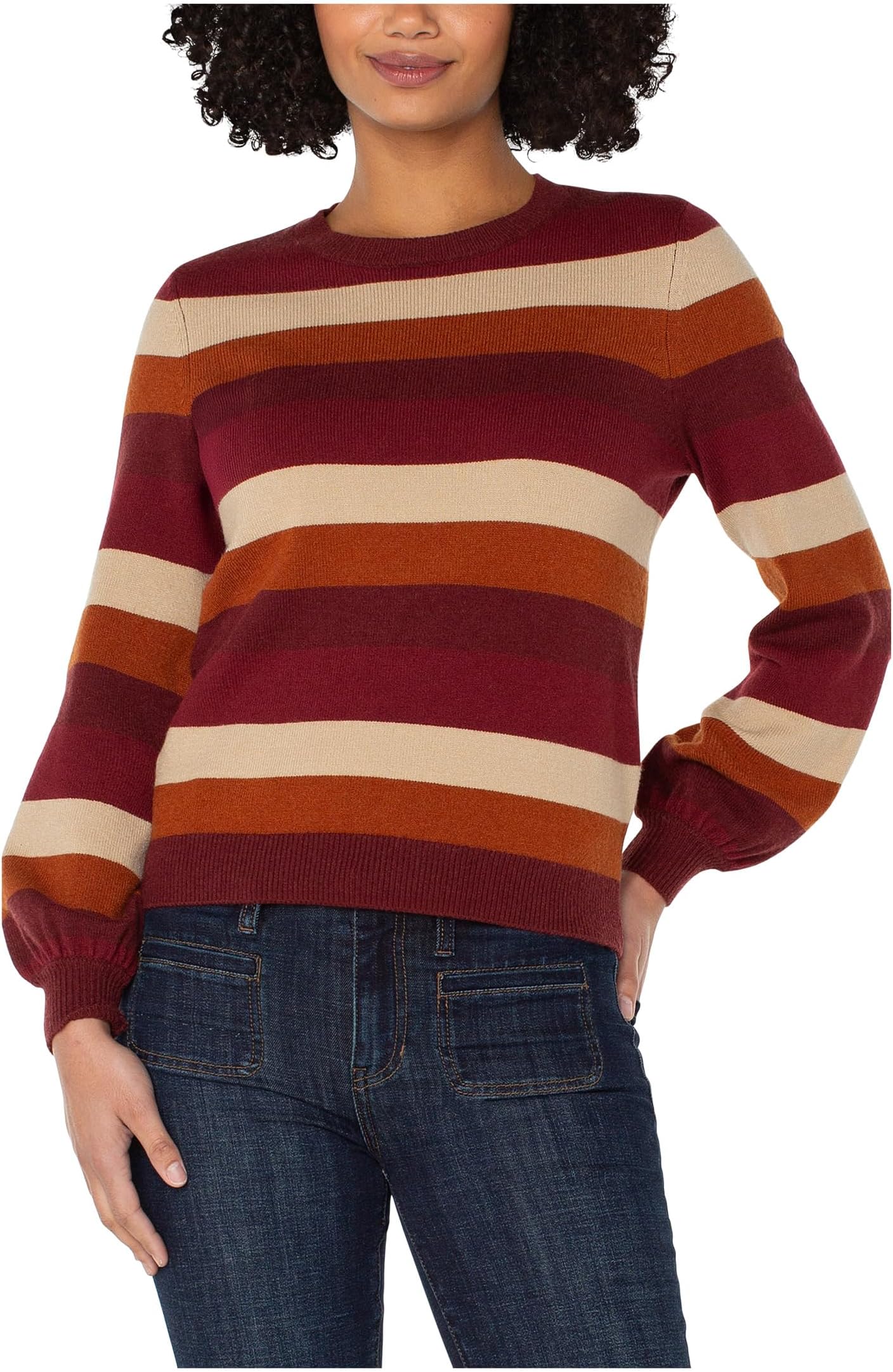 

Свитер Liverpool Los Angeles Long Sleeve Crew Neck Sweater, цвет Burgundy Multi Stripe