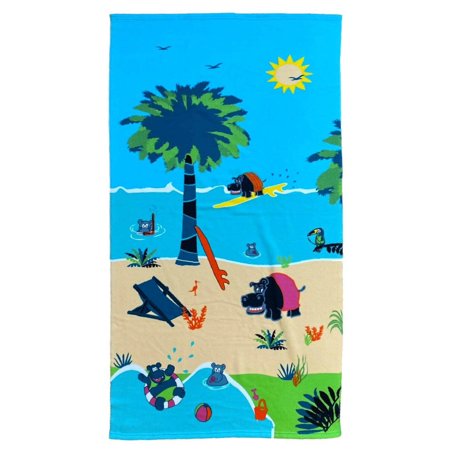 

Пляжное полотенце из микрофибры детский бегемот Le Comptoir De La Plage, синий