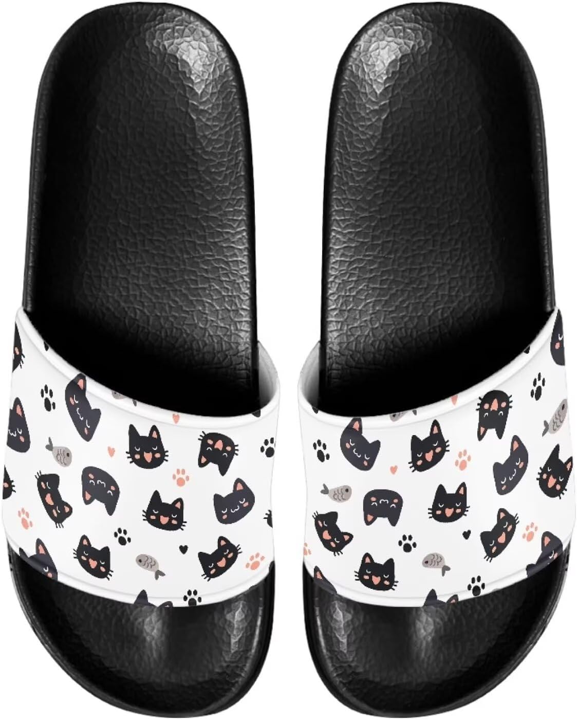

Сандалии-шлепанцы унисекс с мягкой стелькой, удобные для женщин и мужчин, кожаные, размеры 6-13,5 Mintulipy, Black Cat Paw Prints