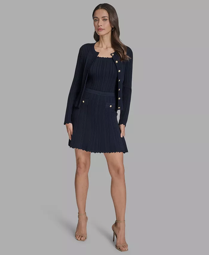 

Женский укороченный кардиган текстурированной вязки BCBG, синий