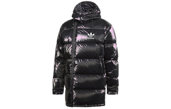 Пуховик adidas originals Thicken Windproof hooded mid-length Sports Down Jacket Black, черный — фото 2