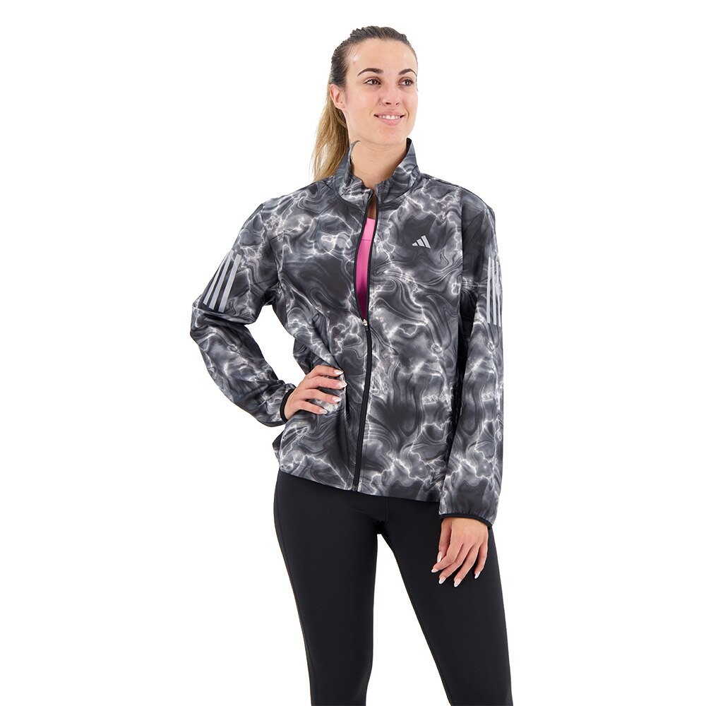 

Куртка adidas Own The Run Allover Print Windbreaker, серый