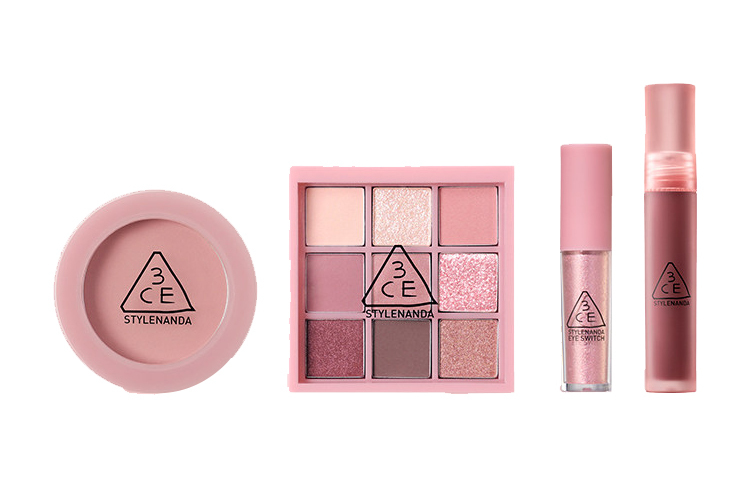 

3CE Дымчато-розовые тени для век жидкая помада румяна наборы косметики легко растушевываются стойкий макияж