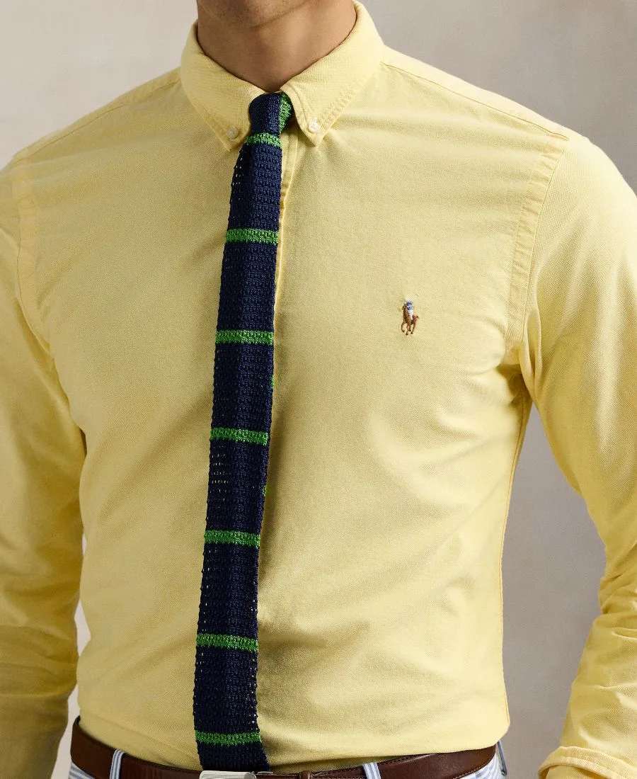 Мужская рубашка Оксфорд с длинными рукавами Polo Ralph Lauren, желтый — фото 3