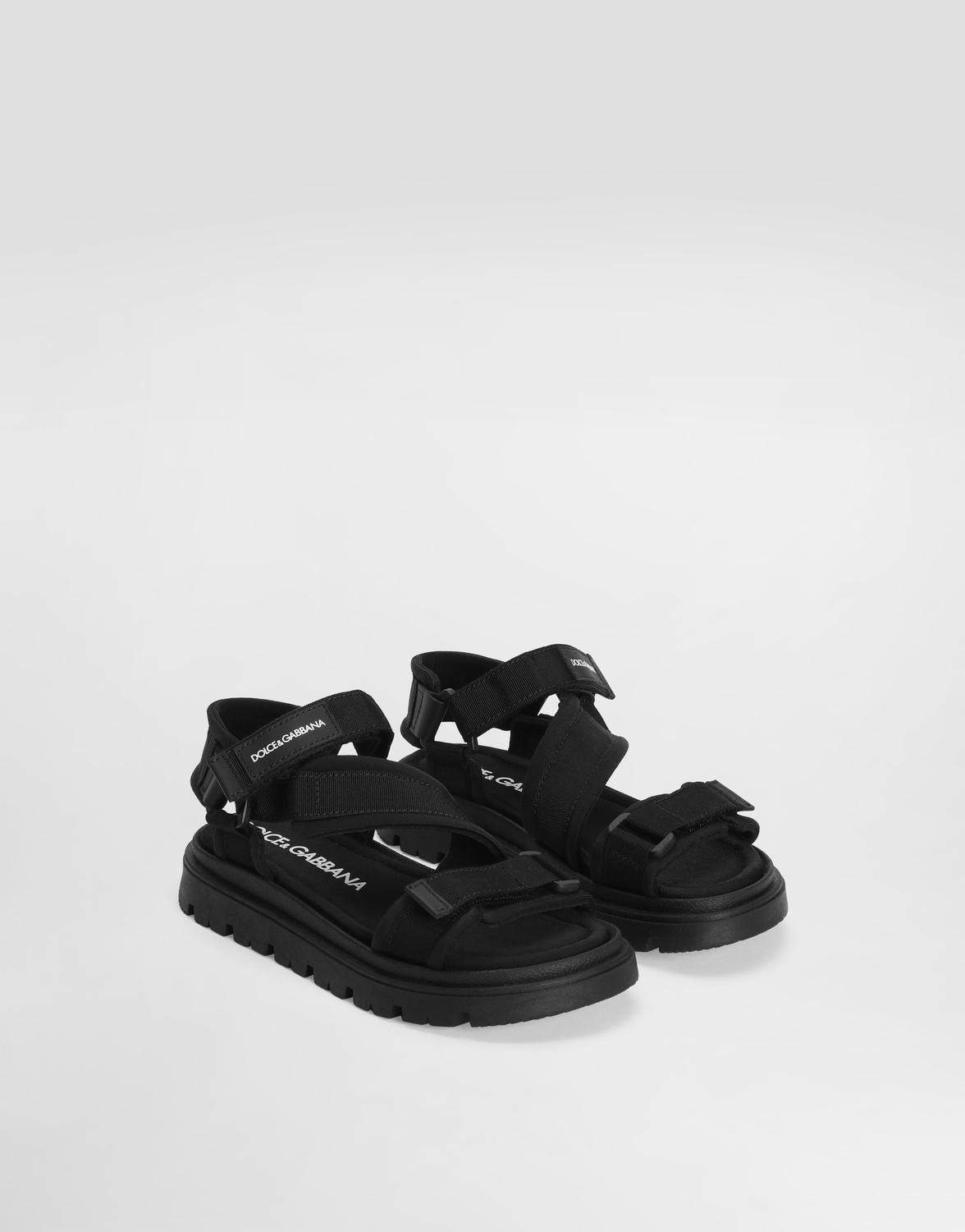 Босоножки из ткани и наппы из телячьей кожи DOLCE & GABBANA, черный — фото 2