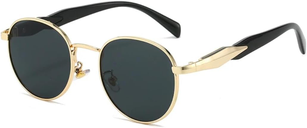 

Солнцезащитные очки для мужчин и женщин - защита UV400 - овальная круглая оправа, градиентные линзы, для занятий спортом на открытом воздухе и вождения DSVIGF, Golden Gray