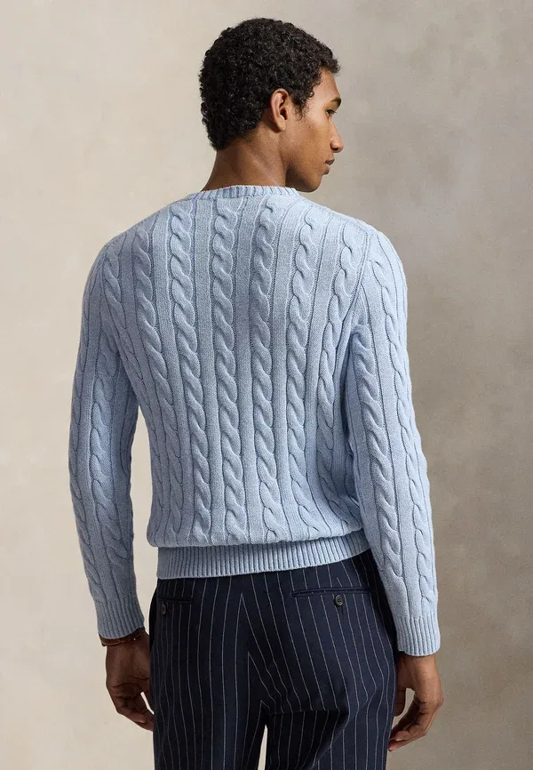 Свитер из хлопка с косами Polo Ralph Lauren, синий гиацинт — фото 3
