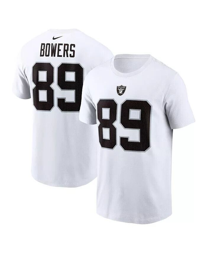 

Мужская белая футболка Brock Bowers Las Vegas Raiders с именем и номером Nike