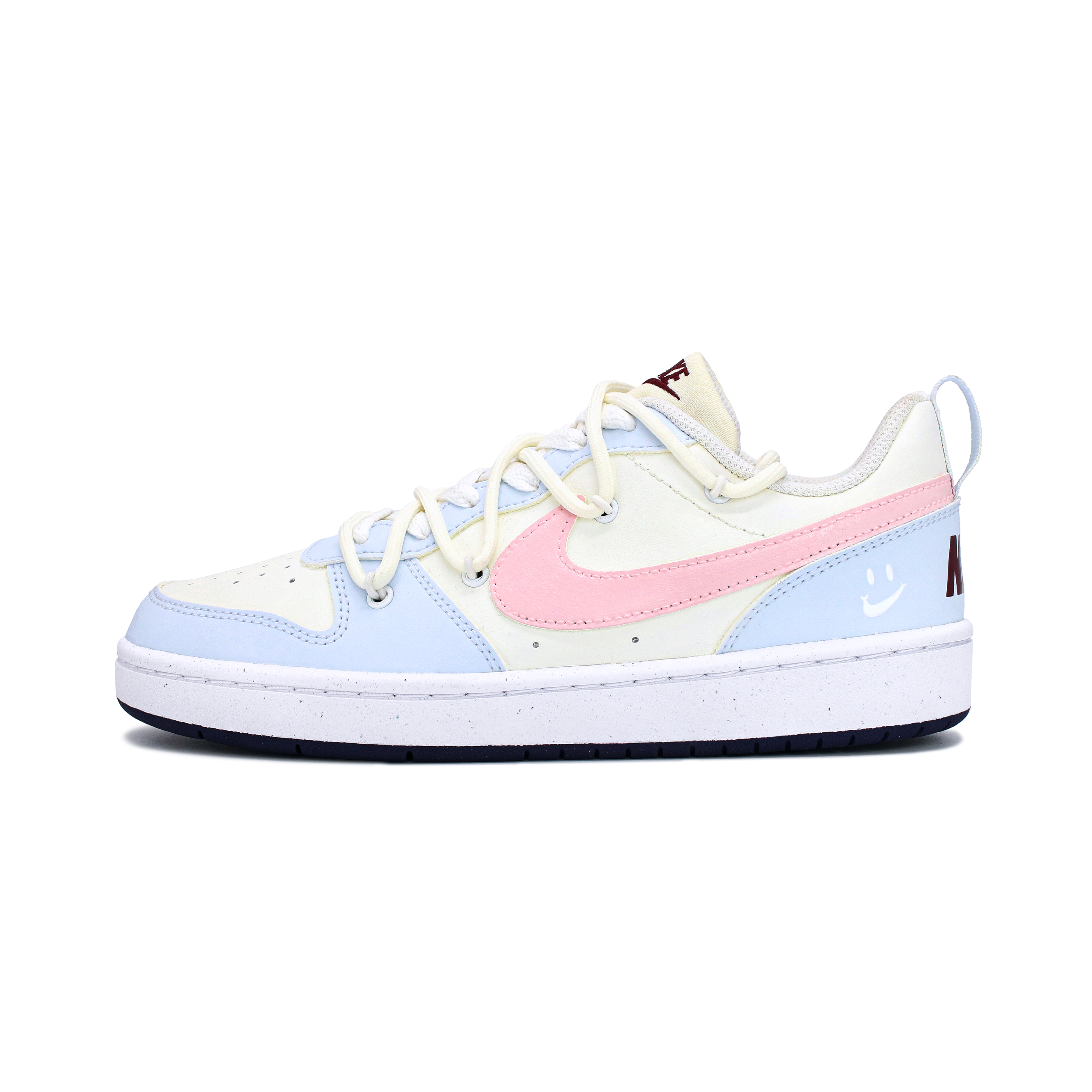 

Кроссовки для скейтбординга Court Borough Kids GS Low-top бежевые/синие/розовые Nike, голубой