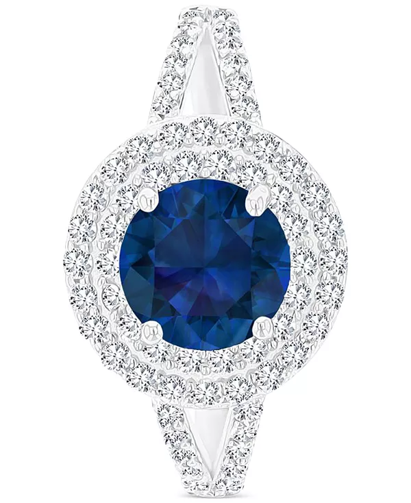 

Кольцо с аметистом (1-1/5 карата tw) и выращенным в лаборатории белым сапфиром (5/8 карата tw) в виде гало-камня из стерлингового серебра (также с другими камнями) Macy'S, sapphire